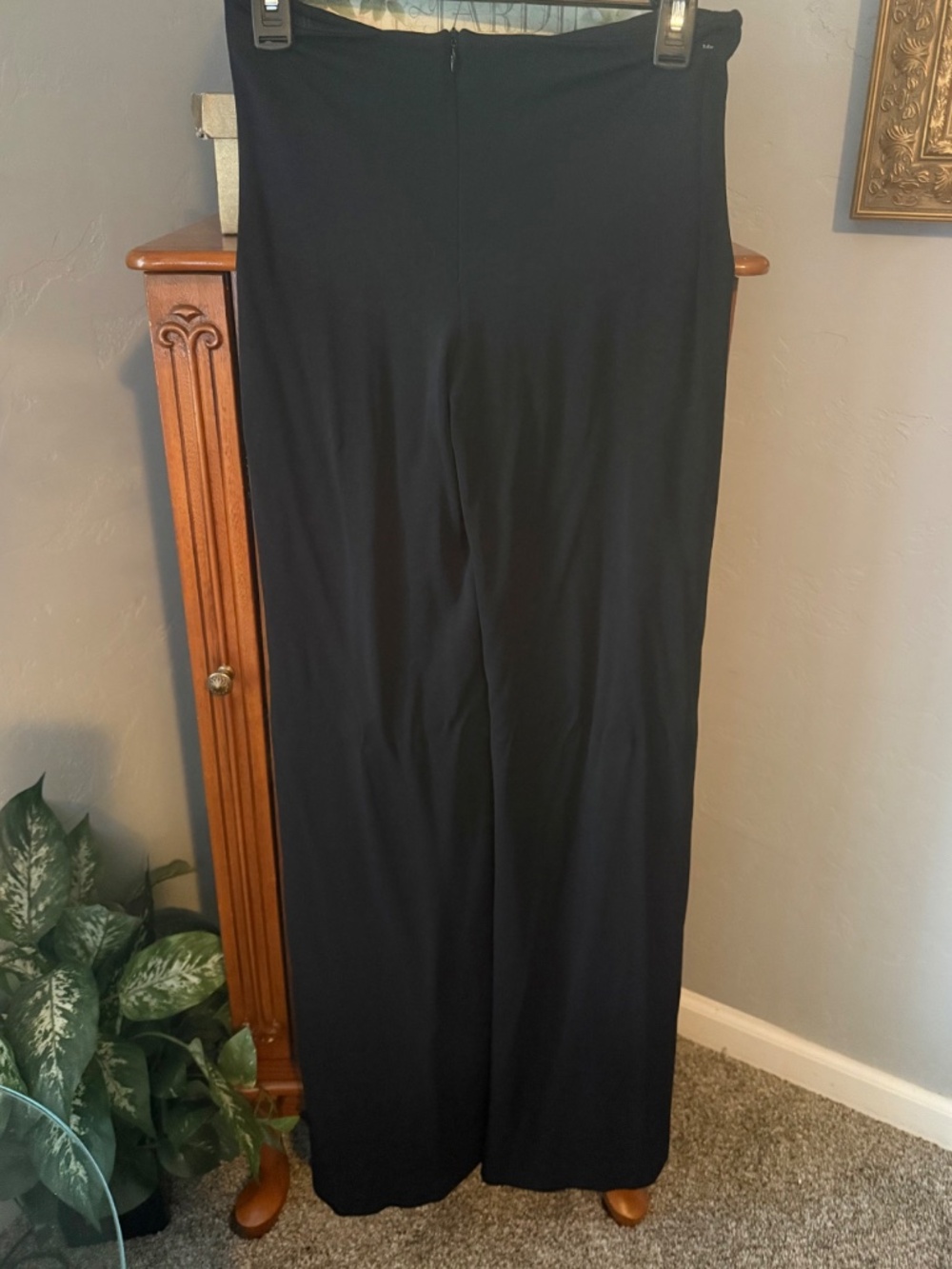 BEBE Black Wide Leg Ruffle Front Split Pants Statement Trousers - Size Small - Picture 4 of 6